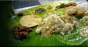 Kerala traditional Food Served in Bannana Leaves